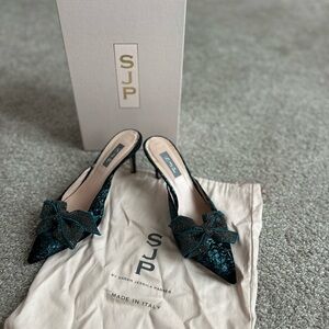 SJP by Sarah Jessica Parker Paley Velvet Heels in Teal 38.5EU 8US